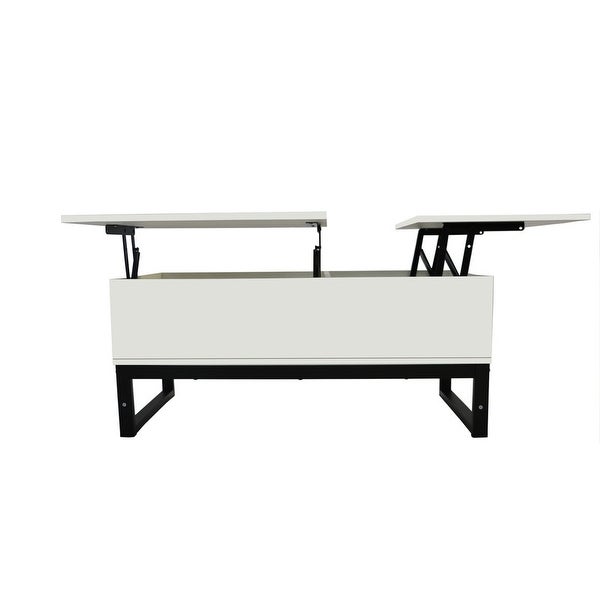 White Wood Lift Top Coffee Table with Hidden Storage Compartment