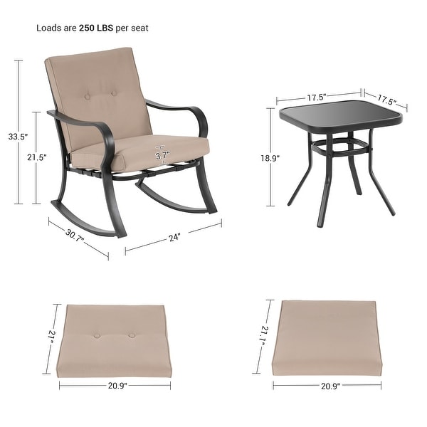 Bonosuki 3piece Rocking Chair Patio Bistro Set with Side Table