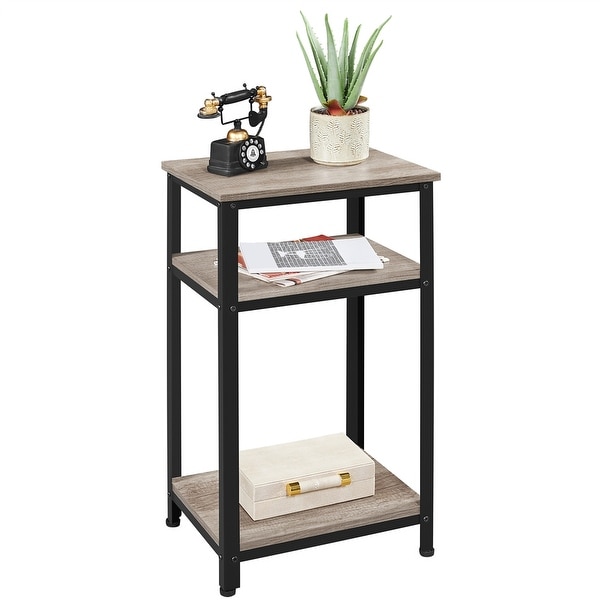 Yaheetech End Table Industrial Telephone Table with 2-Tier Shelves