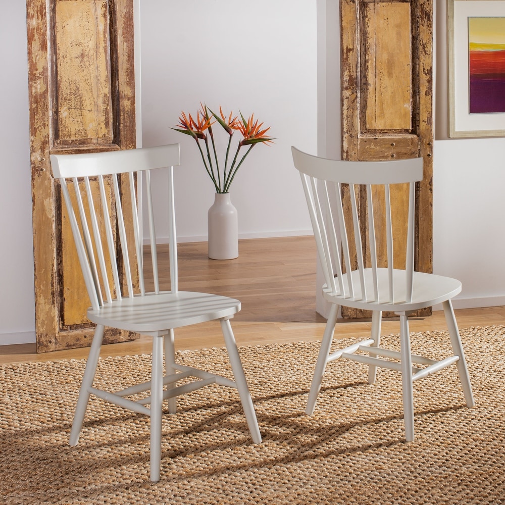 SAFAVIEH Dining Country Lifestyle Spindle Back Off White Dining Chairs (Set of 2)   20.5\