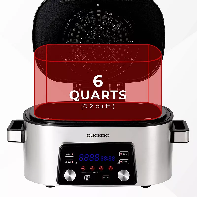 Cuckoo 5-in-1 XL 6-Qt. Air Grill with Air Fryer， Roast， Bake and Broil Functions