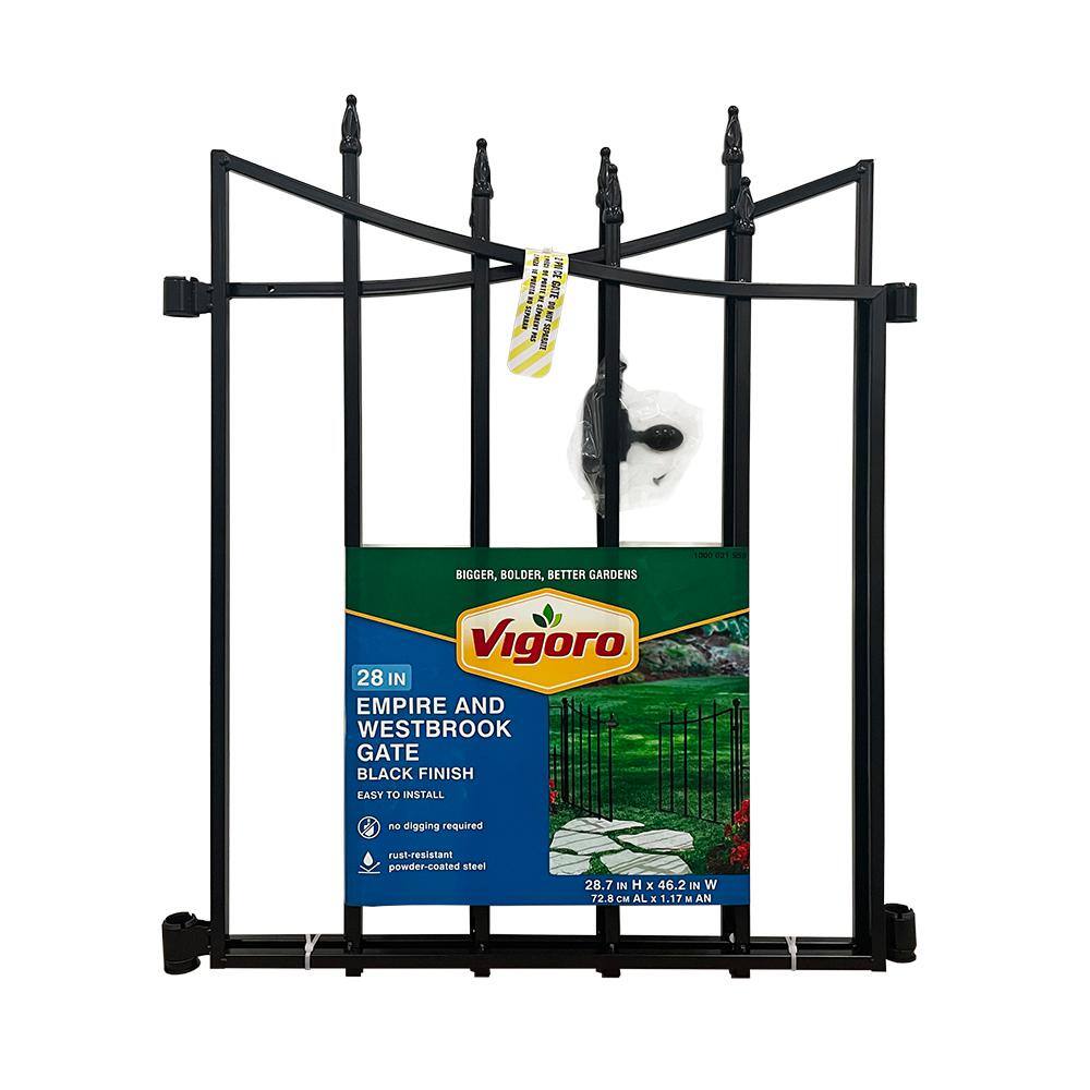 Vigoro EmpireWestbrook 28.7 in. H x 46.2 in. W Black Steel Decorative Fence Gate 860350