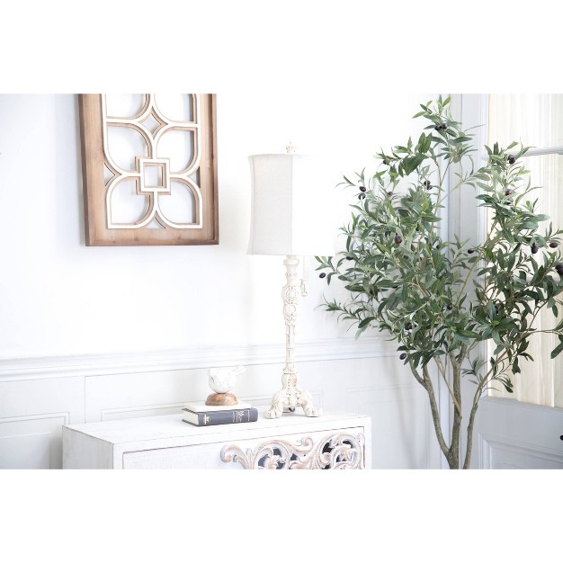 Polystone Buffet Lamp With Drum Shade White Olivia amp May