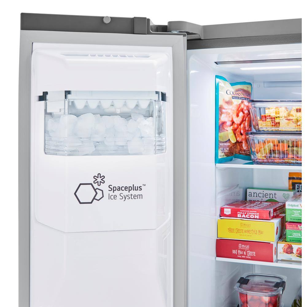 LG 23 cu. ft. Side by Side Refrigerator with External Ice andWater Dispenser in PrintProof Stainless Steel Counter Depth LRSXC2306S