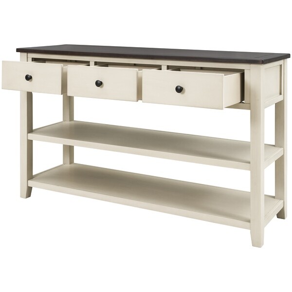 Retro Design Console Table with Two Open Shelves