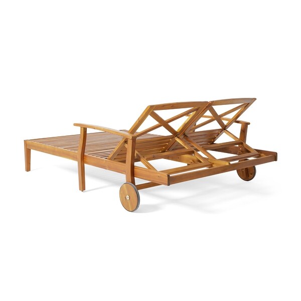 Perla Acacia Wood Double Chaise Lounge by Christopher Knight Home