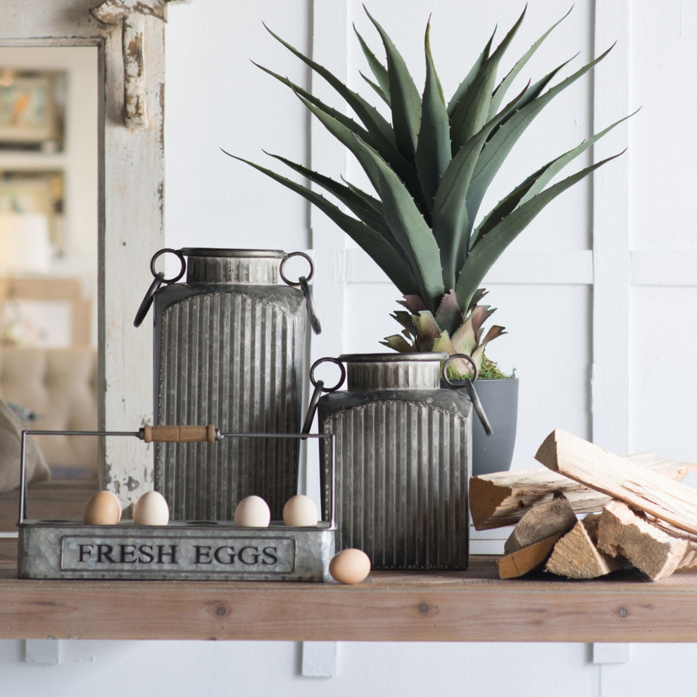 15 quotBrown and Bronze Vintage Antique Finish Pot with Handles   Farmhouse   Outdoor Pots And Planters   by Christmas Central  Houzz