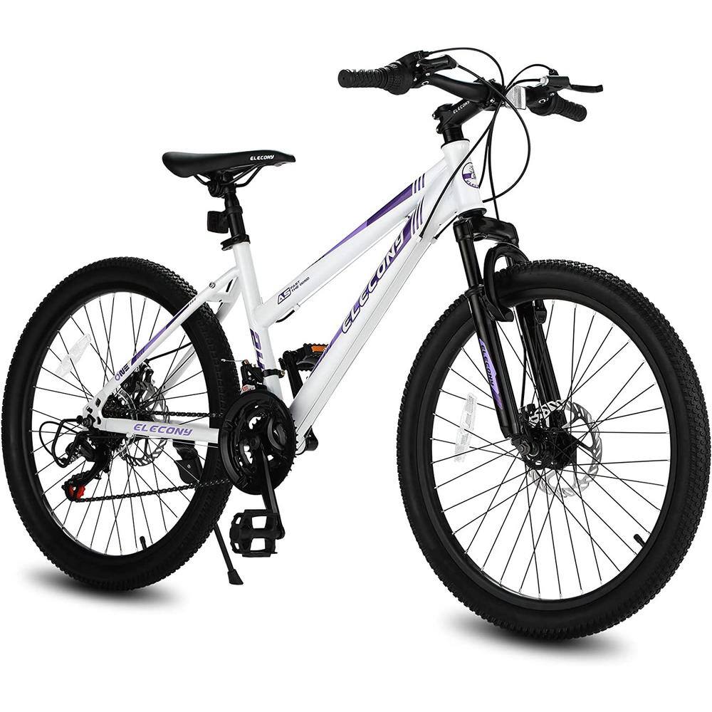 Cesicia 24 in. Steel Mountain Bike with 21-Speed in White for Girls jinxBike13