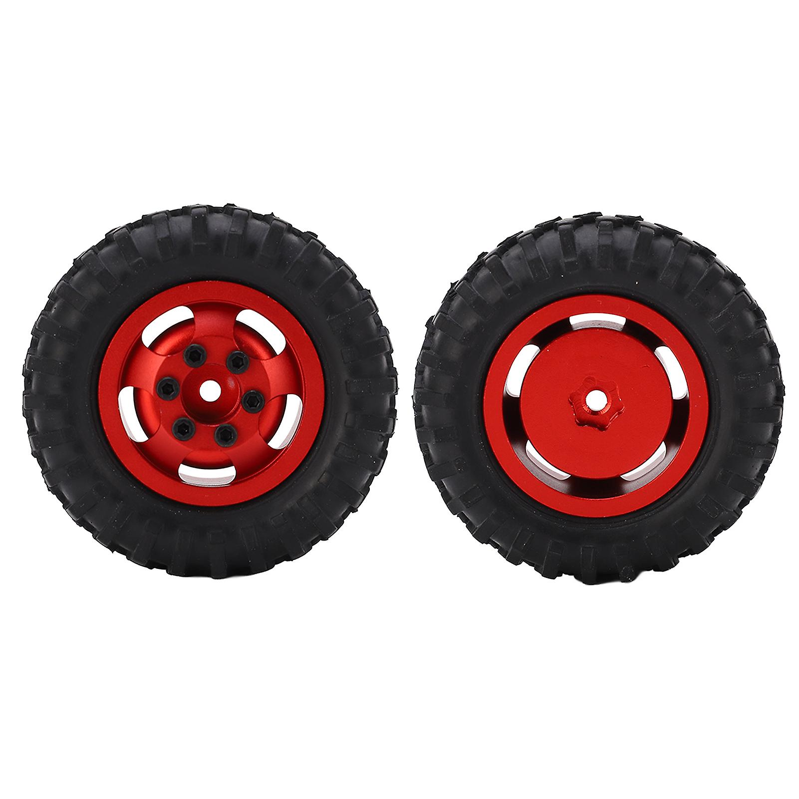 2pcs/set 55mm Metal Wheel Rims Tires Set For Axial Scx24 1/24 Rc Car Wheel Rim Rubber Tyrered