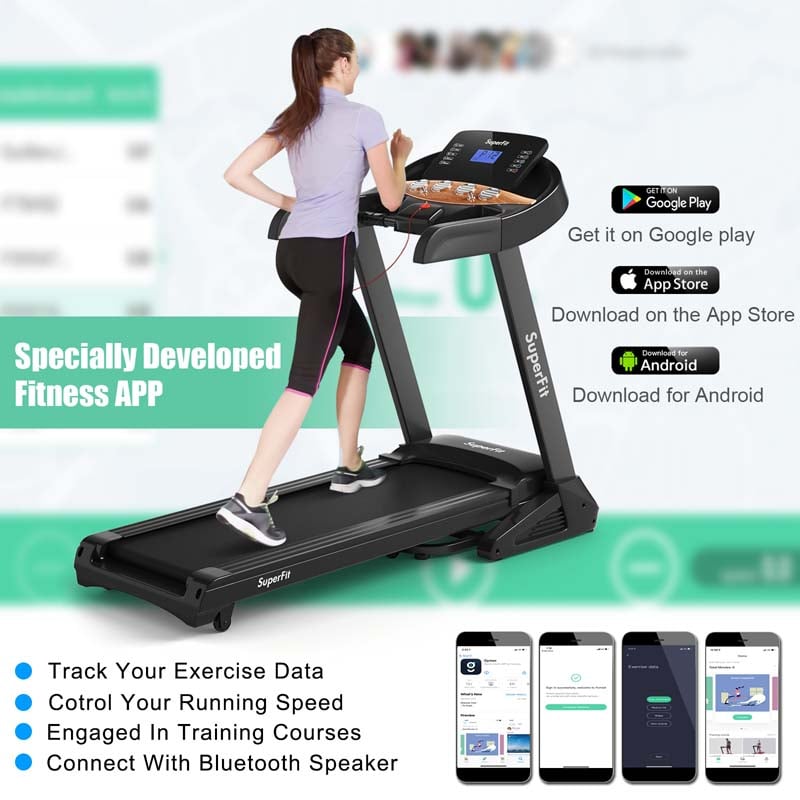 3.75 HP Folding Treadmill with Auto Incline & App Control, Electric Running Jogging Machine for Home Gym