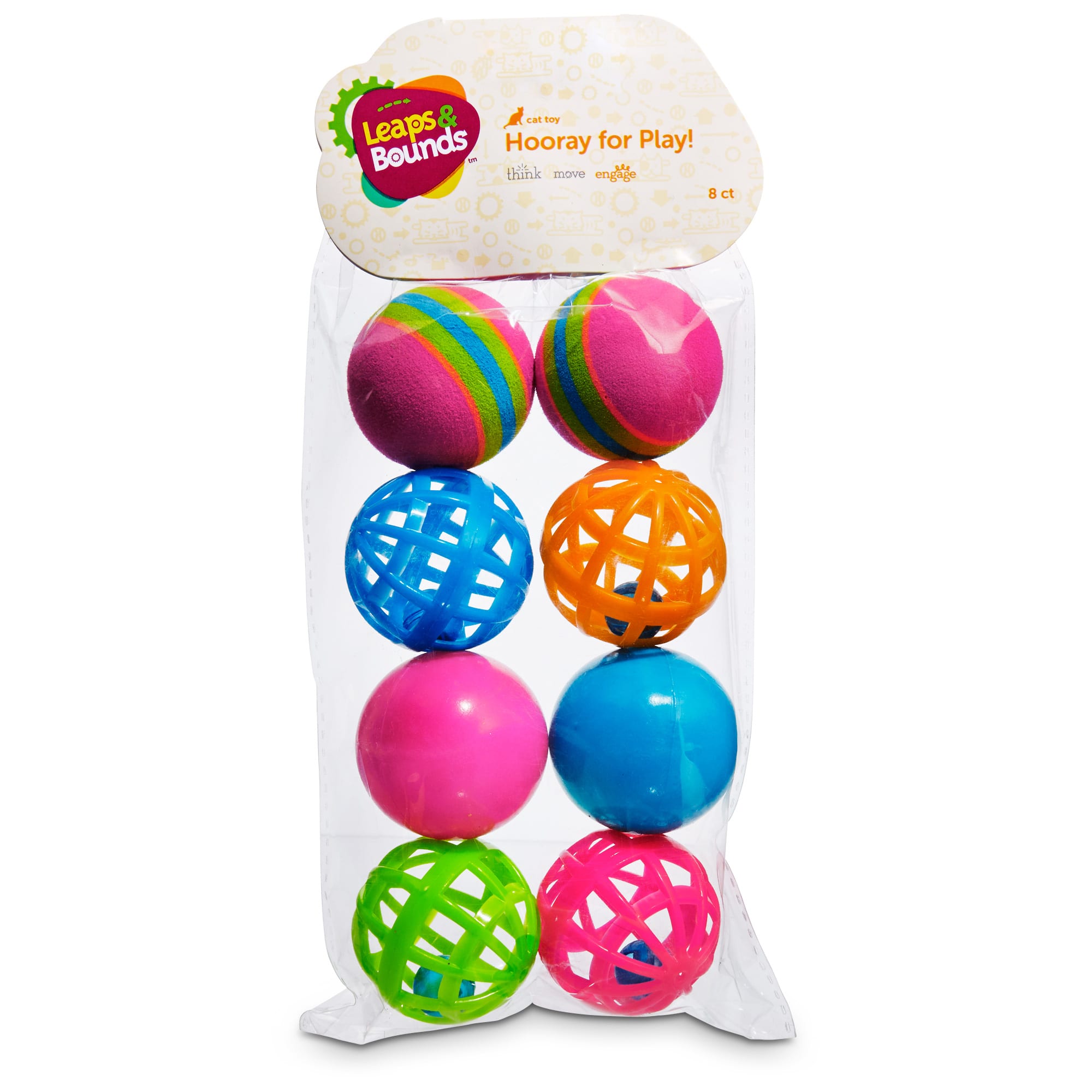 LEAPS  BOUNDS Variety Pack of Balls Cat Toys， Pack of 8 Balls