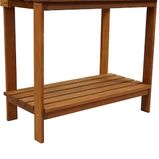 Sunnydaze 42 in. Meranti Wood Outdoor Potting Bench with Teak Oil LAM-622