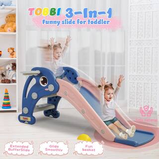 Nyeekoy Toddler Slide Freestanding Kids Climbing Sliding Fun Toy IndoorsOutdoors Blue TH17B0752