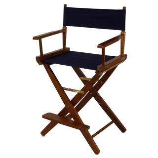 American Trails 24 in. Extra-Wide Mission Oak Frame Navy Canvas New Solid Wood Folding Chair (Set of 1) N206-24032-10