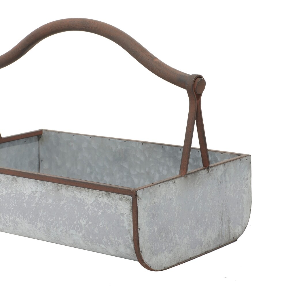 Grey Iron Farmhouse Planter (Set of 2)   18 x 12 x 16