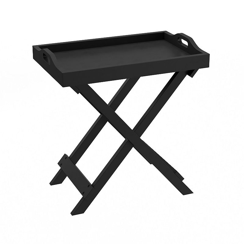 Lavish Home Folding End Table With Removable Tray