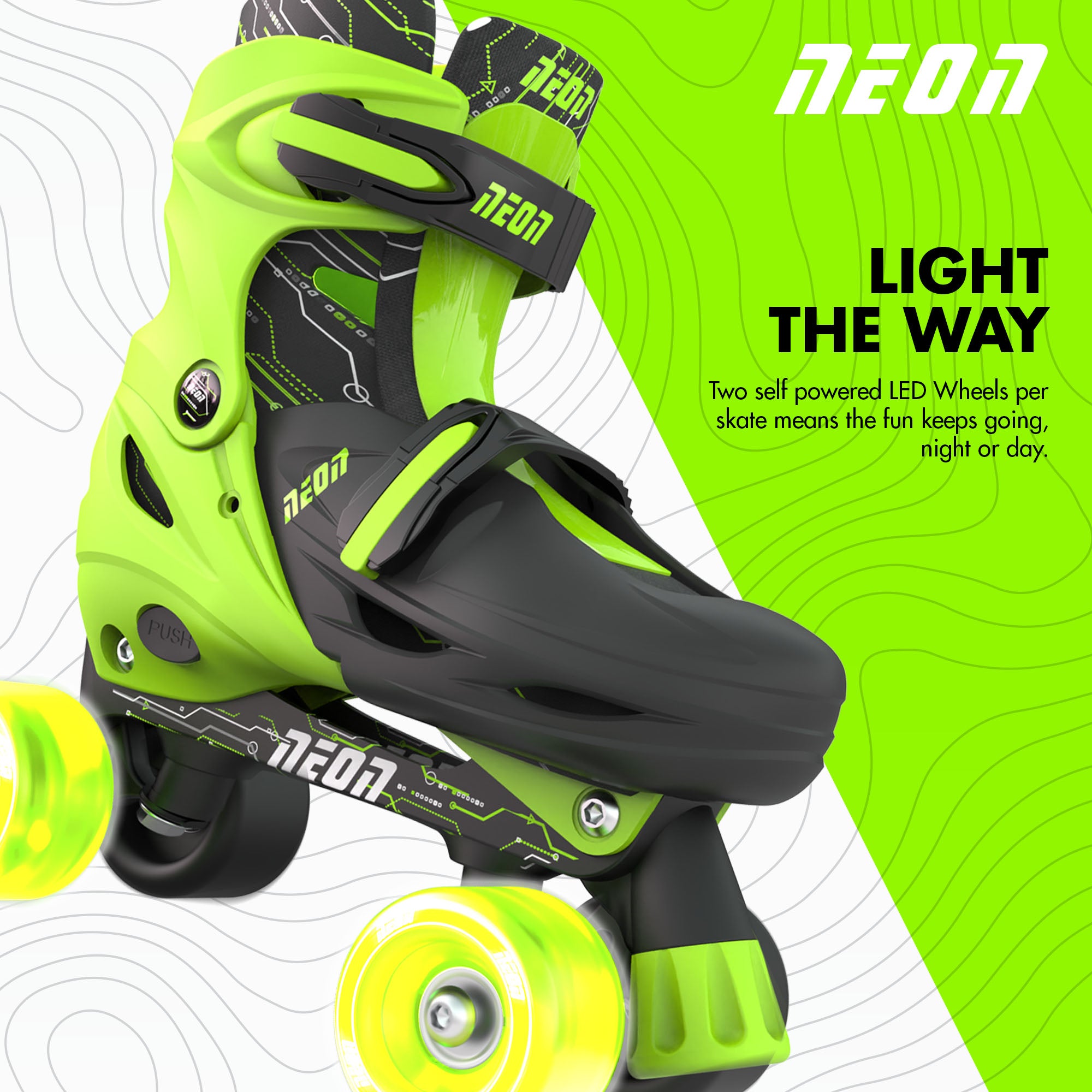 Neon Combo 2-in-1 Child Skates Inline and Quad - Unisex, Size 12-2 Adjustable, One Pair, Green