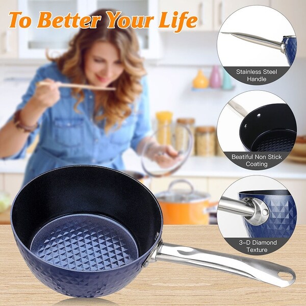 1.5L Induction Saucepan with Lid，Aluminum Ceramic Coating Cooking