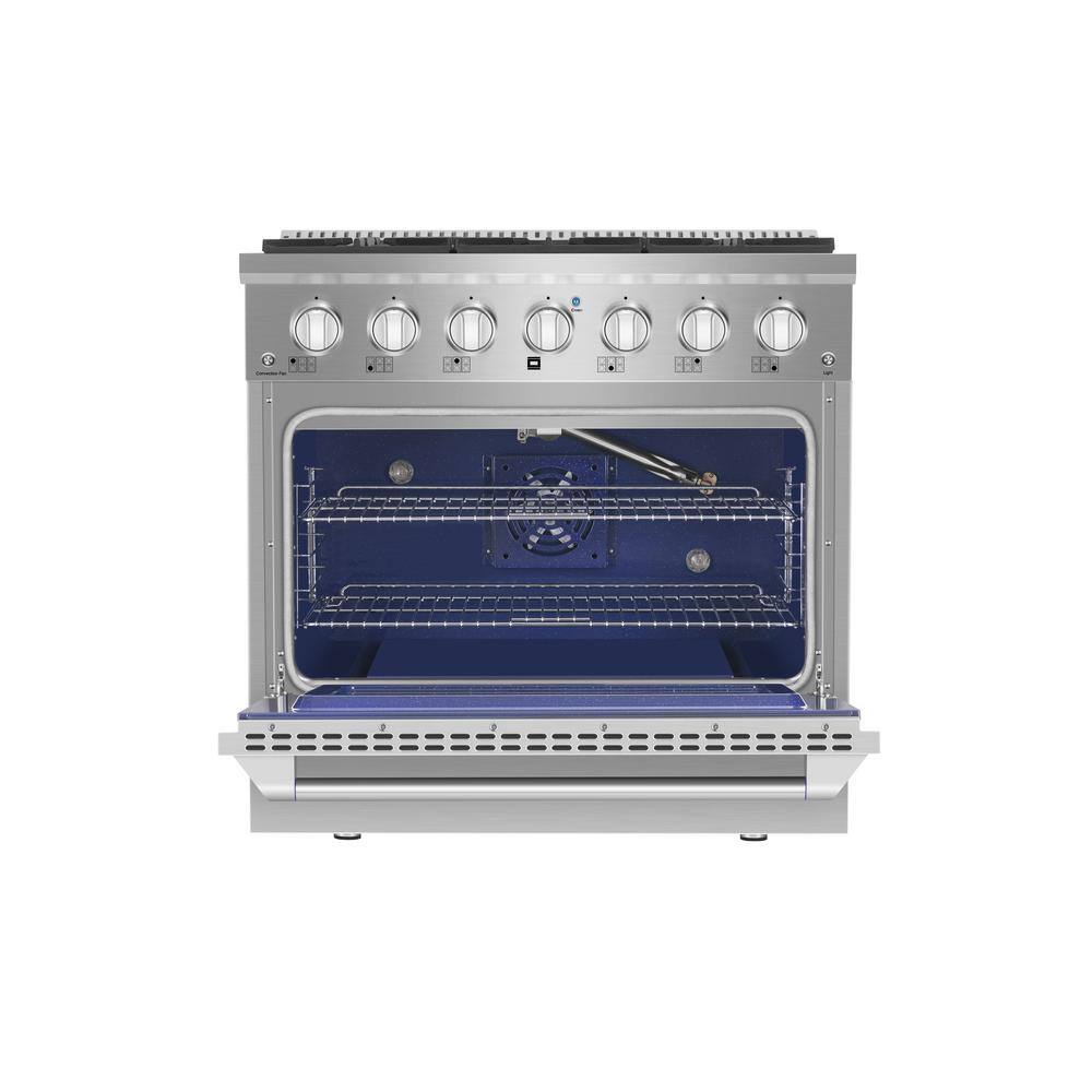 Empava 36 in. 5.2 cu. ft. Single Oven Gas Range with 6 Sealed Ultra High-Low Burners in Stainless Steel EMP-36GR08