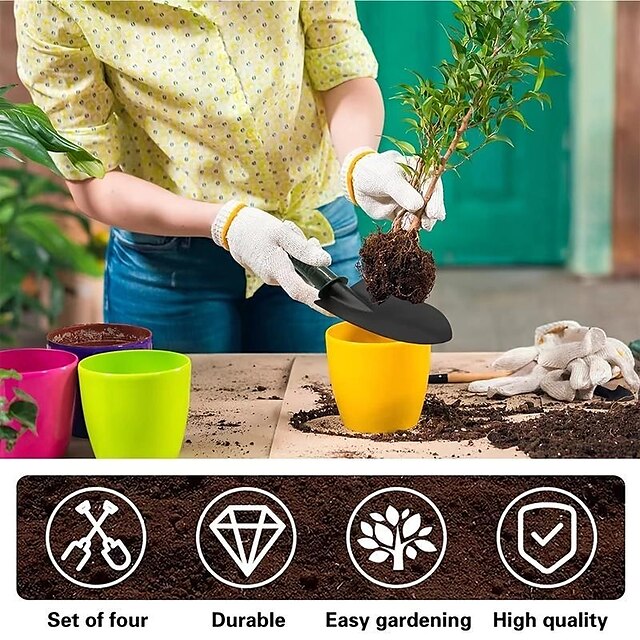 4pcs Durable Gardening Tools with Non-Slip Handle for Easy Digging, Transplanting, and Planting