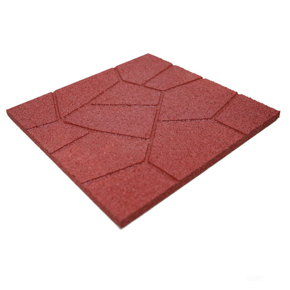 RevTime Dual-Side Garden Rubber Paver 16"x16" for Patio Paver, Step Stone and Walk Way, Safety Rubber Tile Red (Pack of 6) Flooring Materials