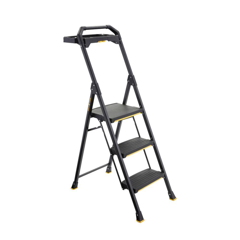 Gorilla Ladders 3-Step Pro-Grade Steel Step Stool Project Ladder 300 lbs. Load Capacity Type IA Duty Rating (9ft. Reach Height) GLHD-3T