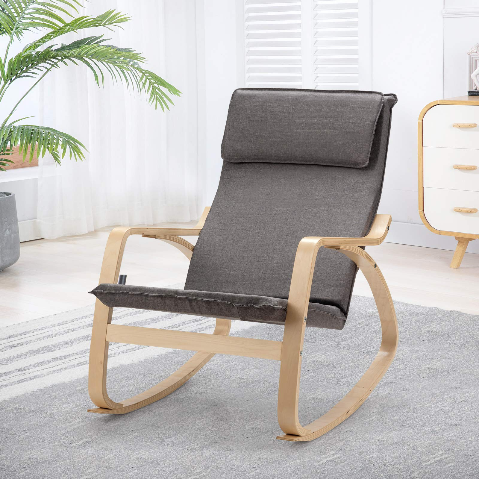 Giantex Stable Wooden Frame Relaxing Modern Leisure Armchair Suitable for Living Room, Bedroom, Balcony, Nursery Room