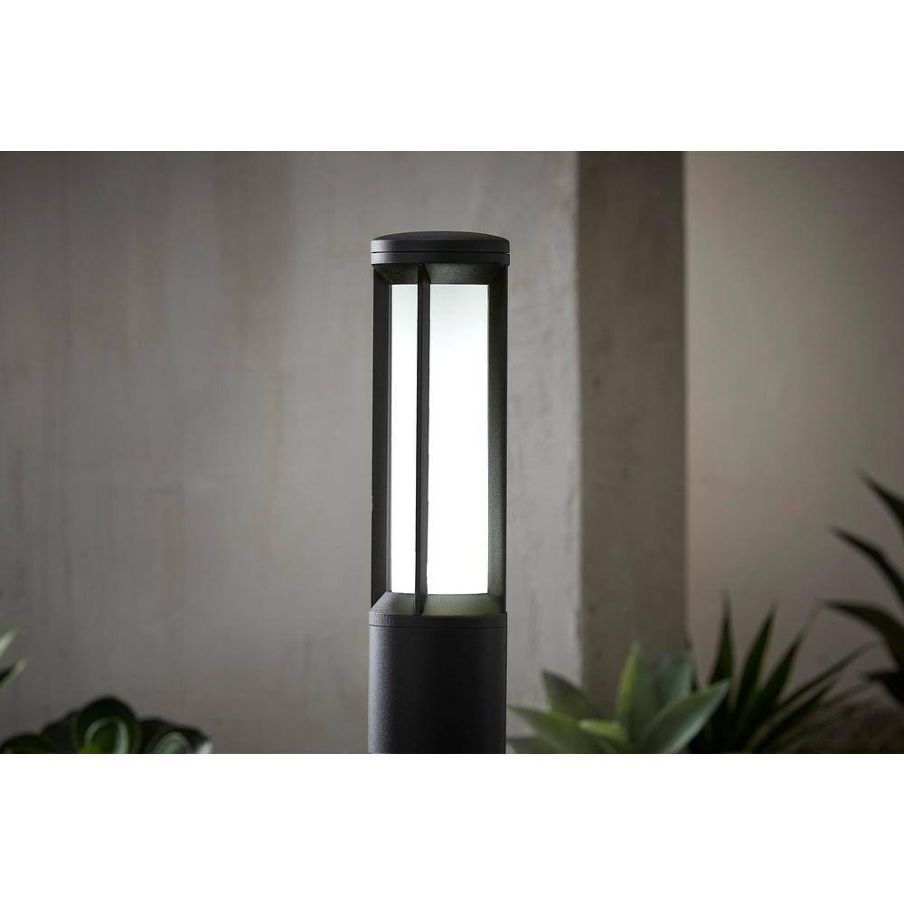 Hampton Bay Madison Low Voltage Black Integrated LED Path Light with Frosted Glass KCS1501LX-02