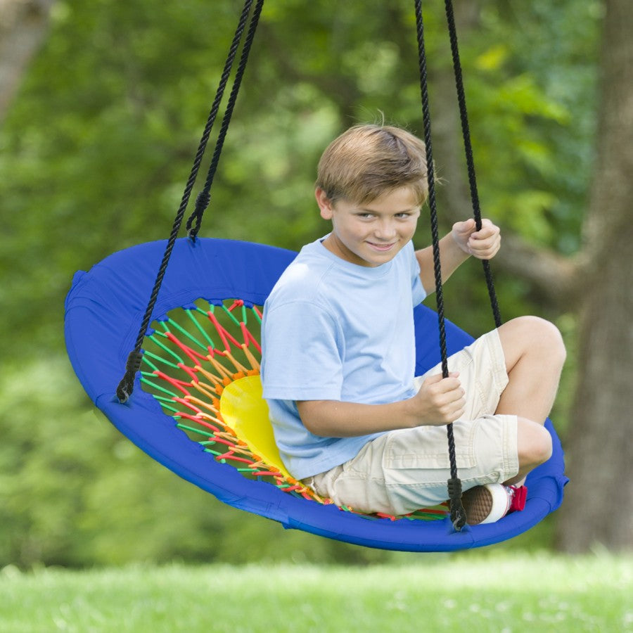 HearthSong 32-Inch FunShine Round Bungee Swing with Adjustable Seat for Kids