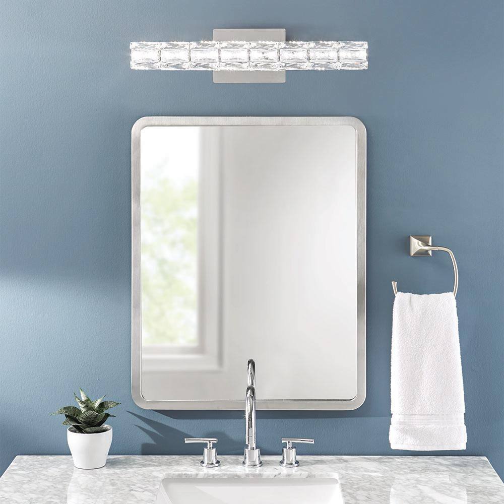 Home Decorators Collection Keighley 24 in. Integrated LED Chrome Bathroom Vanity Light Fixture with Crystal Shade 4151-NDM