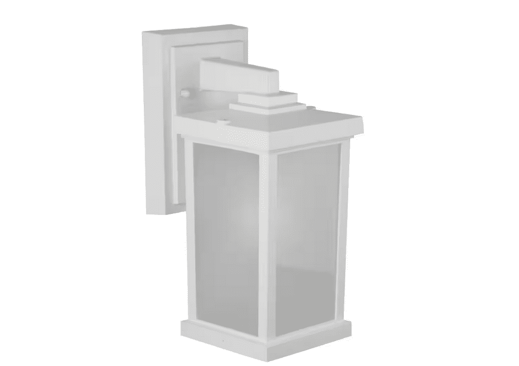 11.6 in. x 5 in. White LED Square Composite Outdoor Wall Lantern Sconce with 3000K LED Lamp with Frost Acrylic Lens