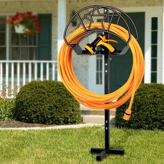 WaLensee Garden Hose Stand Steel Hose Storage Freestanding Garden Hose Holder with Layer of Storage GHC-001