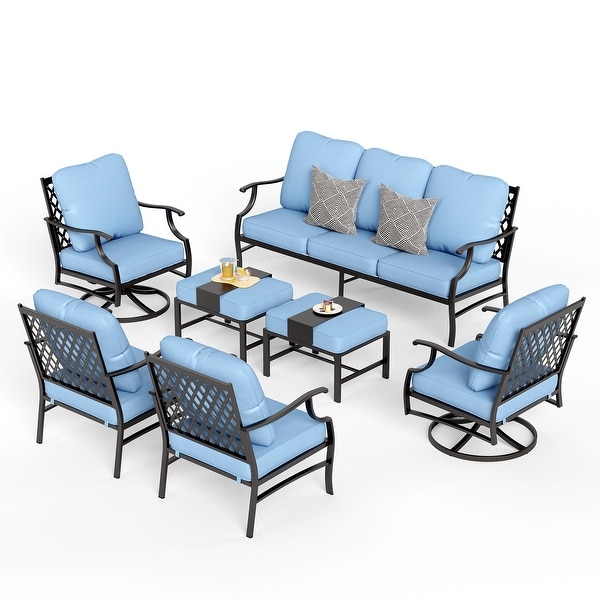 MAISON ARTS 6/7Piece Patio Conversation Sets，Sofa Set with 2/4 x Single Chairs，1 x 3seater Sofa and Coffee Table/Ottomans