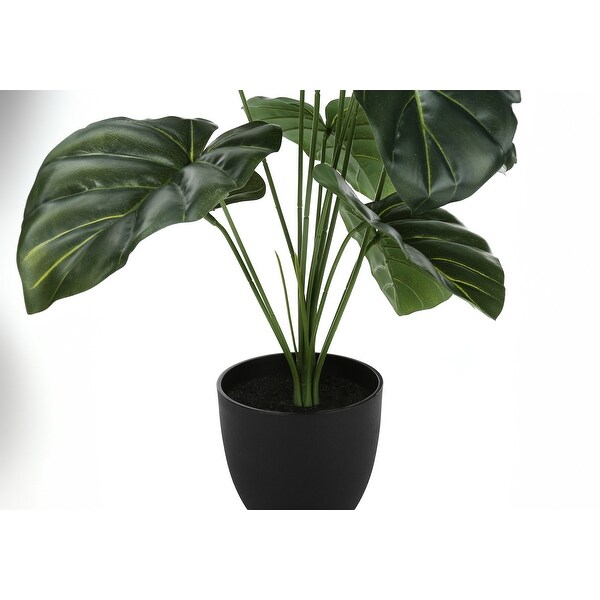 Artificial Plant，24 Tall，Alocasia，Indoor，Faux，Fake，Table，Greenery，Potted，Real Touch，Decorative，Green Leaves