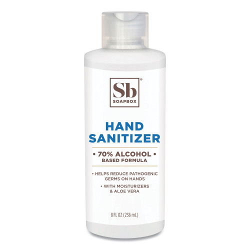 Soapbox Hand Sanitizer， 8 oz Bottle with Dispensing Cap， Unscented (77141EA)