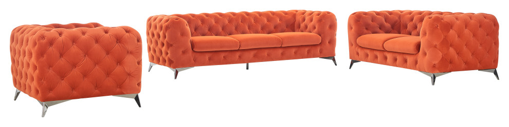 Divani Casa Delilah Modern Orange Fabric Sofa Set   Midcentury   Living Room Furniture Sets   by Vig Furniture Inc.  Houzz