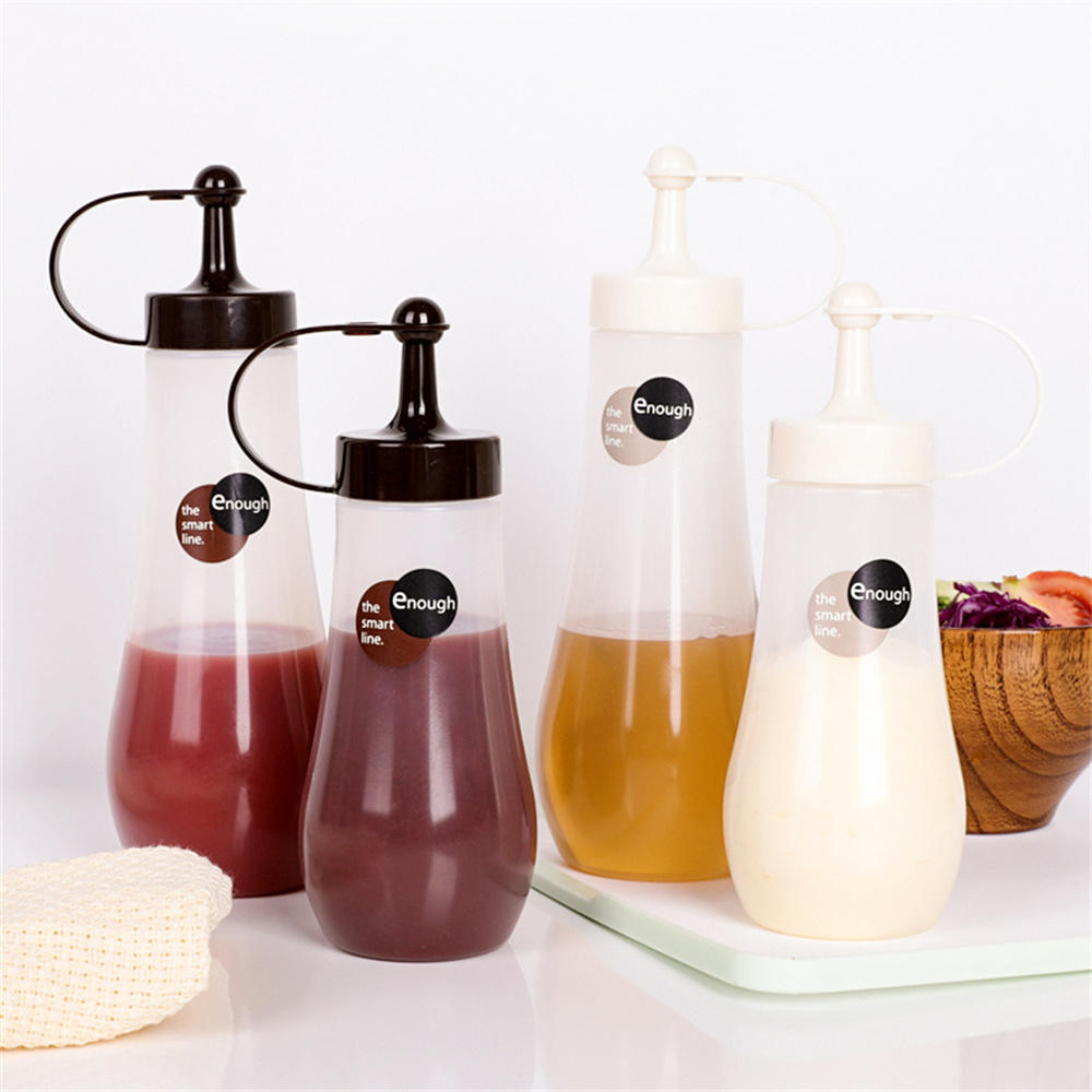 SHUNXIN 250/360ml Honey Spiked Bottle Kitchen Leak-proof Oil Bottle Plastic Oil Jug Kitchen Plastic Syrup Salad Dressing Container Food Dispenser