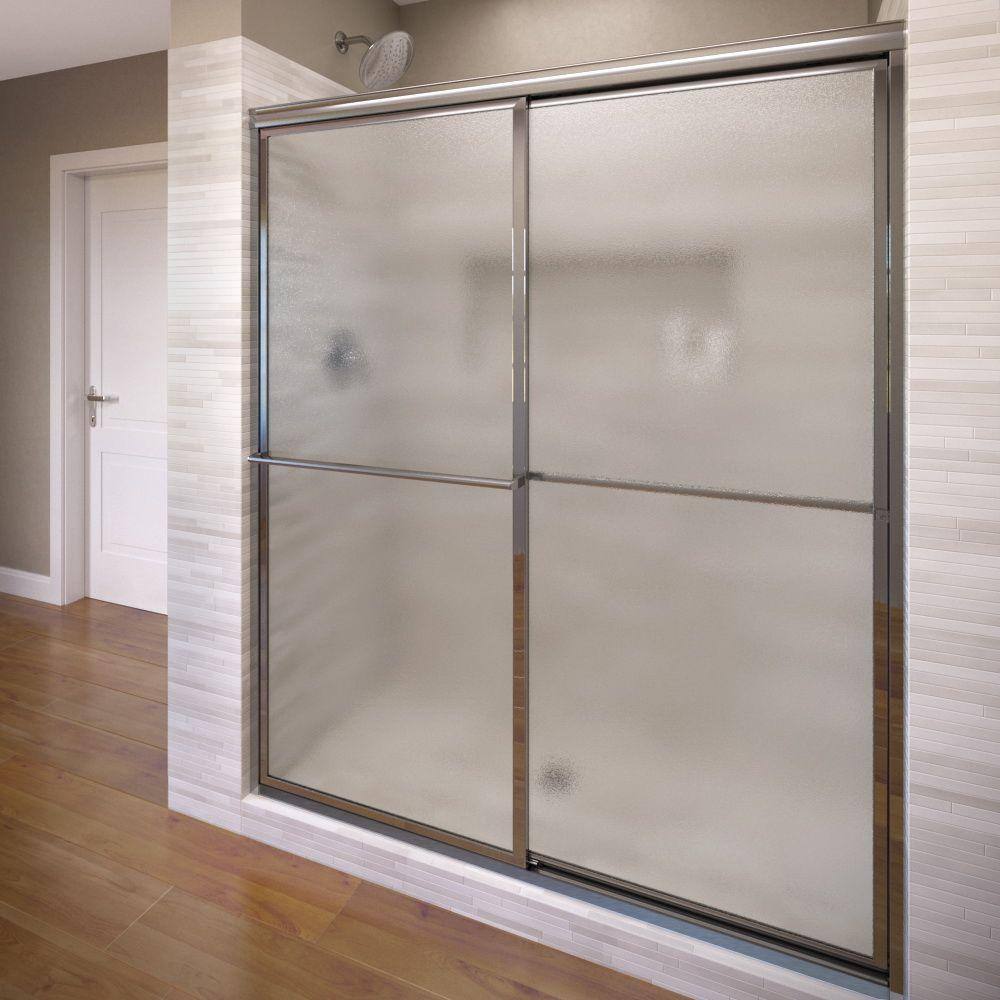 Basco Deluxe 40 in. x 68 in. Framed Sliding Shower Door in Chrome DLXH05A4068OBSV