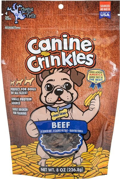 Chasing Our Tails Canine Crinkles Beef Dehydrated Dog Treats， 8-oz bag