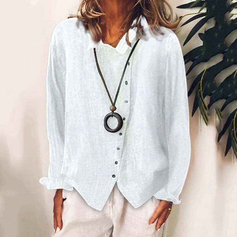 Women casual linen shirt T-shirt blouse tops