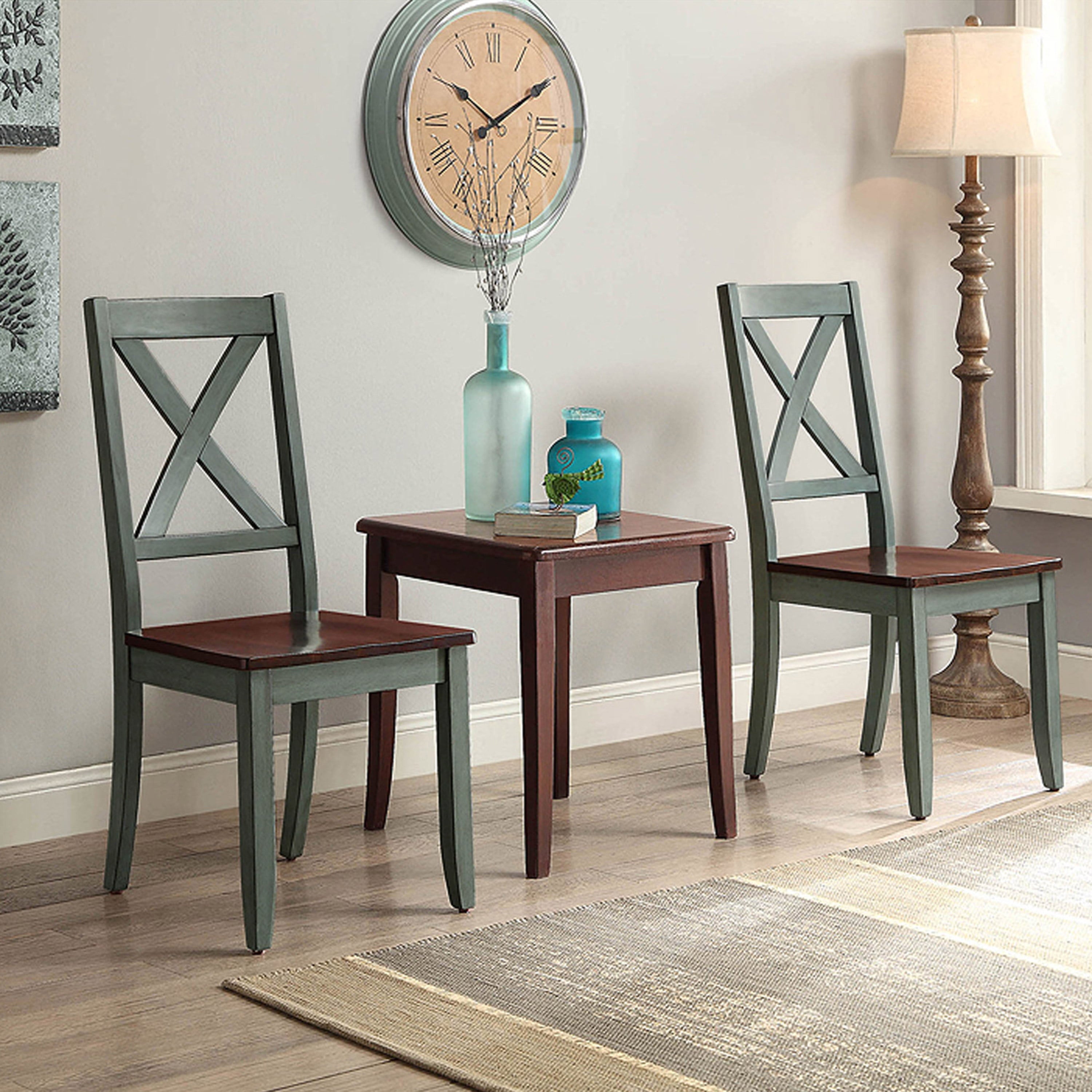 Better Homes and Gardens Maddox Crossing Dining Chairs， Set of 2， Dark Seafoam Finish