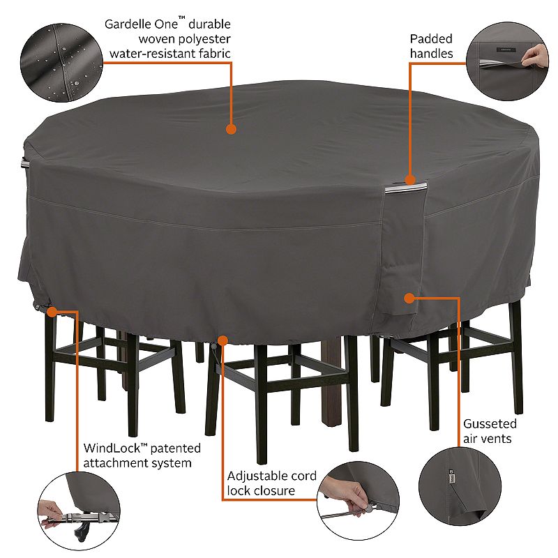 Classic Accessories Ravenna Tall Round Patio Table and Chair Set Cover