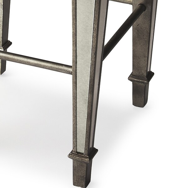 Butler Celeste Transitional Square Mirrored Bar Stool - Silver - N/A