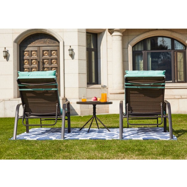 3pc Outdoor Metal Chaise Lounge Set Patio Festival