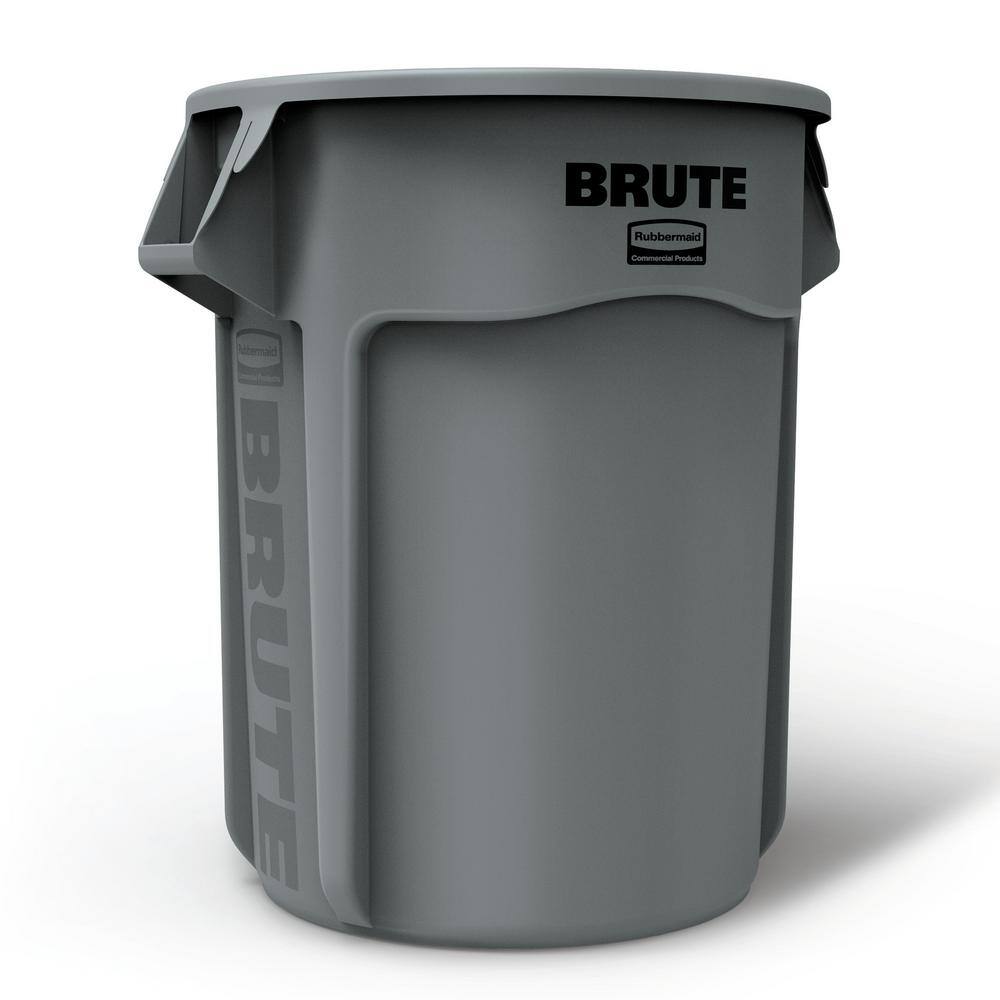 Rubbermaid Commercial Products Brute 55 Gal. Gray Plastic Round Trash Can RCP265500GY