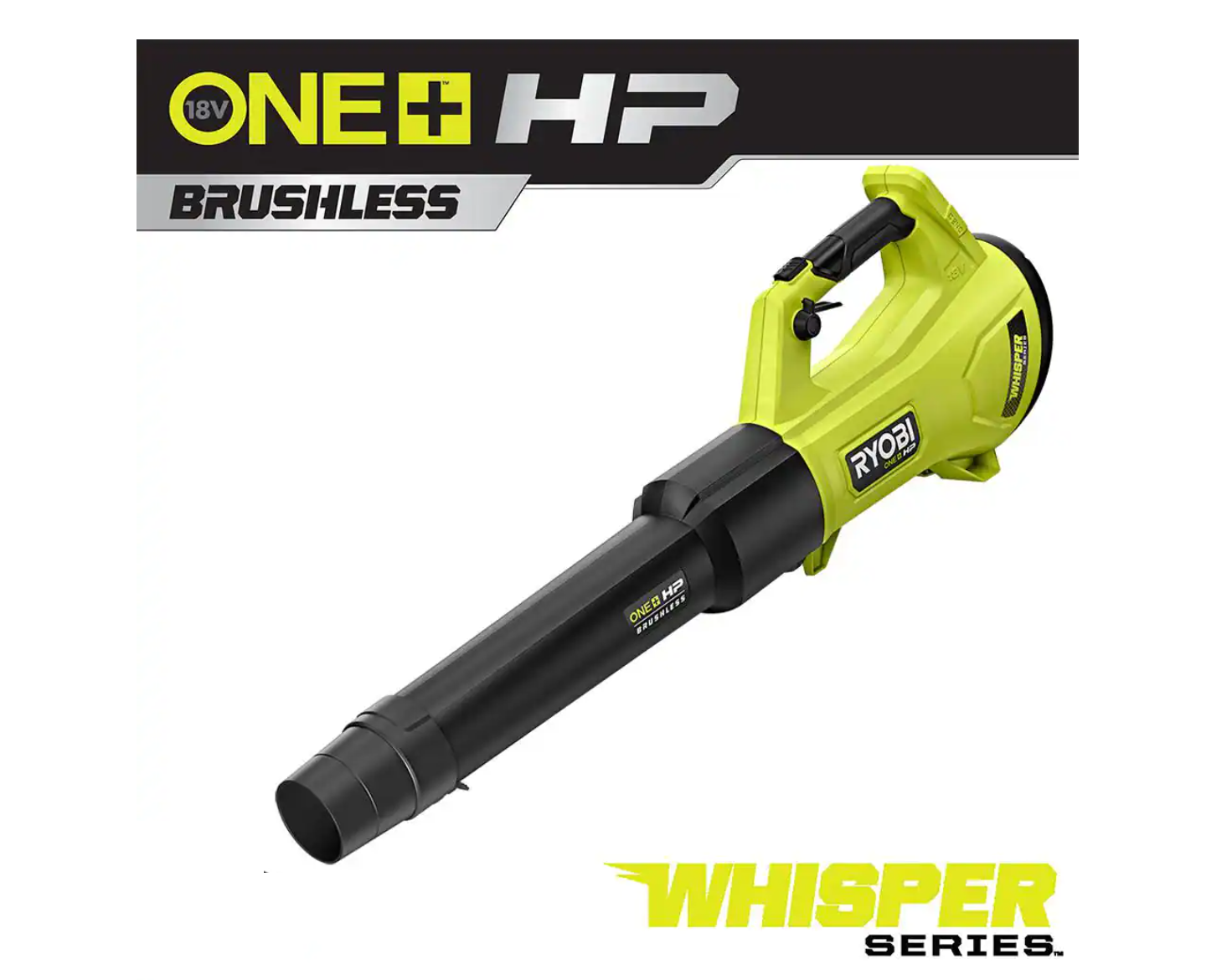 RYOBI P21014BTLVNM ONE+ HP 18V Brushless Whisper Series 130 MPH 450 CFM Cordless Battery Leaf Blower (Tool Only)