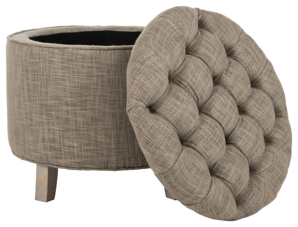 Emma Tufted Storage Ottoman Stone/ Distressed Grey   Modern   Footstools And Ottomans   by Virgil Stanis Design  Houzz