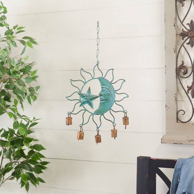 Eclectic Metal Moon And Sun Windchime Turquoise Olivia amp May