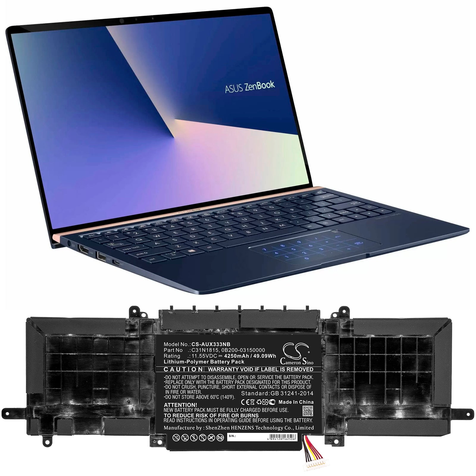 Asus BX333FN RX333FA RX333FAA3141T RX333FN RX333F Replacement Battery BatteryClerkcom Laptop and Notebook