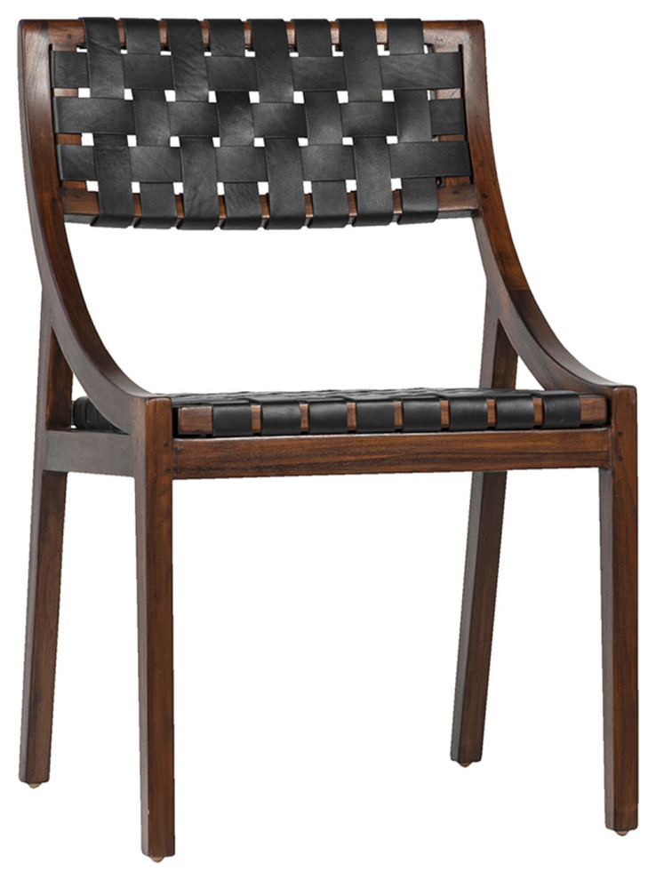 Black Leather Strap Dining Chair   Transitional   Dining Chairs   by Design Mix Furniture  Houzz